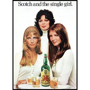 1971 J&B Scotch Whisky Vintage Print Ad Scotch and the Single Girl Wall Art